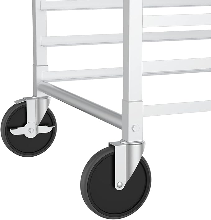 VINGLI 10-Tier Full/Half Sheet Pan Rack Aluminum Bakery Rack Speed Bakers Rack with Lockable Wheels for Home Commercial Kitchen Restaurant Cafeteria Dessert Shop 20 W x 26 D x 38 H