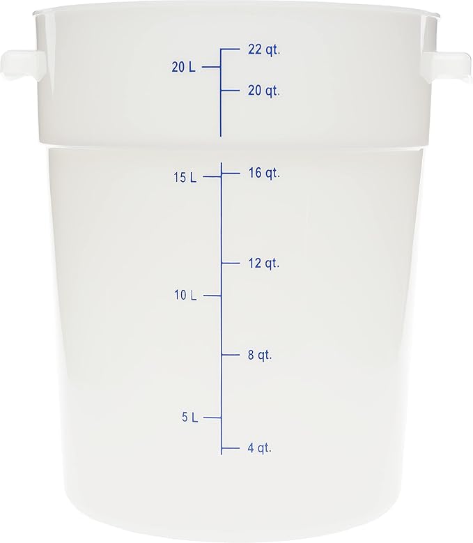 Carlisle FoodService Products Storplus Round Food Storage Container with Stackable Design for Catering Buffets Restaurants Polyethylene (Pe) 22 Quart White (Pack of 2)