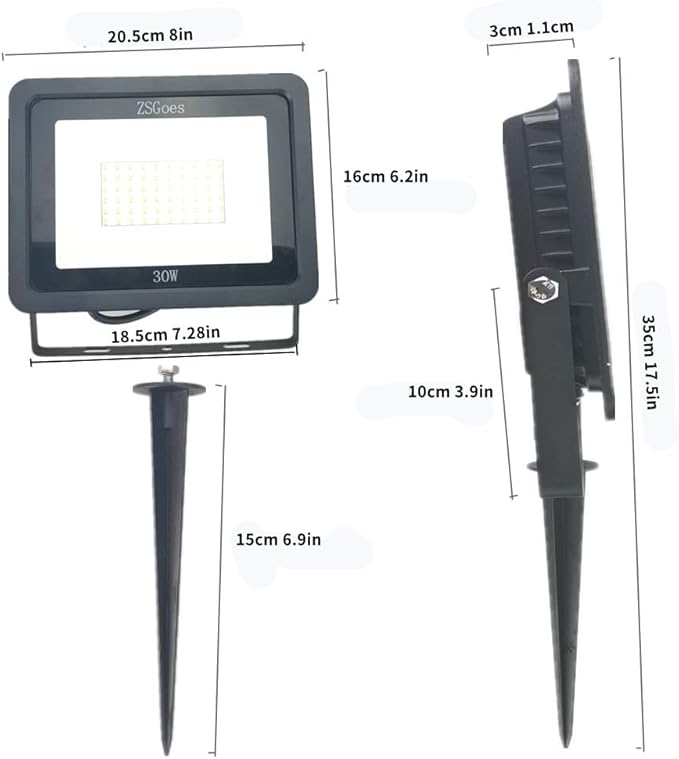 2 Pack Cool White 30W LED Flood Light Outdoor Waterproof IP65 Wall Security Landscape Lamp Home Square Yard Garage Street Pathway Spike Stand Low Voltage 12V 24V 36V 48V 60V DC AC