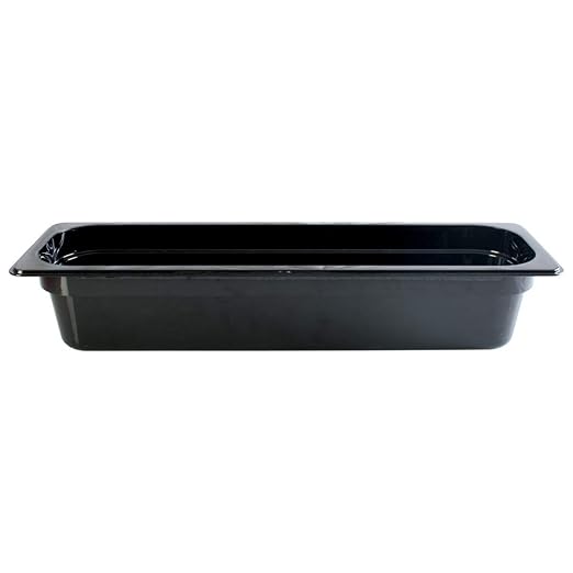 Thunder Group PLPA8124LBK Food Pan 1/2 Size Long 4 deep Shatter and Scratch Resistant Dishwasher Safe Polycarbonate Black NSF Pack of 6