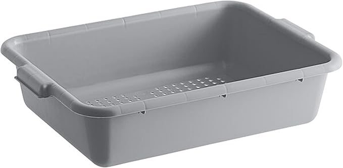 20-1/2 x 15-1/2 x 5 Utility Kitchen Perforated Bus Box/Tub/Bin with Handles Gray Color- Heavy Duty Plastic Restaurant Tub/Dish Washing Box Wash Basin Tub for Kitchen Home Restaurants
