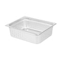 Restaurantware Steam Table Pan 6 Pack of Half Size Stainless Steel Perforated Hotel Pan Anti-Jam 4 Inch Deep Silver Commercial Kitchen Pan 24 Gauge