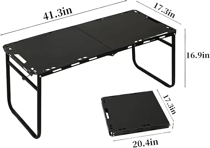 3.4 ft Folding Camping Table Portable Picnic Table Indoor &amp Outdoor Heavy-Duty Foldable Utility Table for Picnic Camping BBQ Party Backyard Beach(Black)