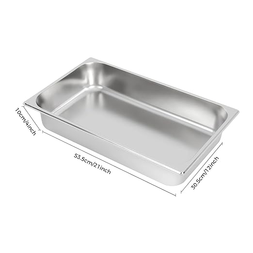 Hotel Pans With Lid 4Pack Full Size Steam Table Pan 4 Deep Stainless Steel Steam Table Pans with Lid - 21 L x 13 W Commercial Anti-Jamming Buffet Pan