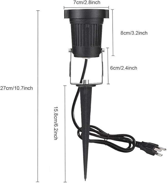 Youngine Pack of 2 Outdoor COB 5W LED Landscape Lights IP65 Waterproof COB Spotlights with Spiked Stand and US Plug for Outdoor Flag Yard Lawn Tree (Warm White)
