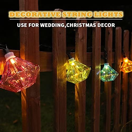 Vigdur Lantern String Lights - Multicolor Decorative String Lights Plug in with 10 Diamond Shaped Bulbs Indoor String Light for Xmas Party Wedding Bedroom Patio Decor