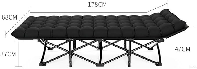Folding Cot Lounge Chair with Removable Cushion Portable Heavy Duty Adjustable Pillow Reclining Compact Design for Outdoor Beach Camping Patio Garden