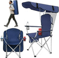 Amazing for less Folding Chair with Canopy – Portable Outdoor Folding Camping &amp Beach Chair with Shade Cover and Carrying Strap