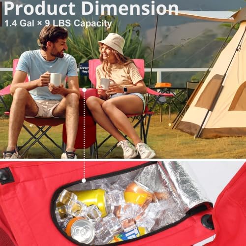 Camping Chairs Folding Double Chair with Removable Umbrella Cup Holders Cooler Bag Side Pocket &amp Carry Bag for Beach Outdoor Sports Concerts Travel Picnic