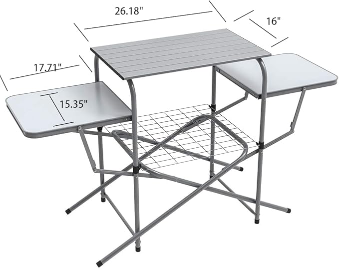 ASMOKE Foldable Grilling Table – Premium &amp Lightweight Aluminum Cooking Table for Camping Outdoor BBQ Party and RV Touring - 88lbs Capacity Comes with Carrying Bag