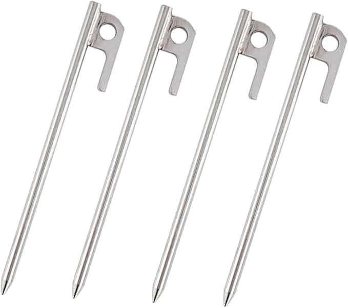 4Pcs Stainless Steel Tent Stakes Durable Tarp Pegs for Securing Tents Canopies and Outdoor Structures Resistant Camping Accessories