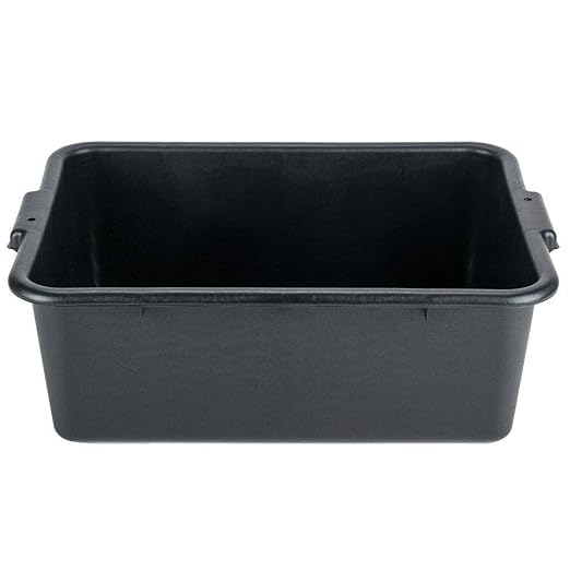 COLIBYOU 6 Pack 20 x 15 x 7 Black Polypropylene Bus Dish Plastic Restaurant Tub w/Lid of Set