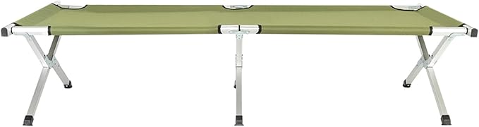 Portable Military-Style Folding Camping Cot with Carrying Bag - Army Green