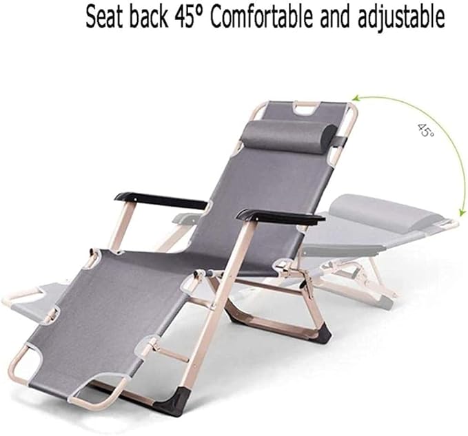 Deck Chair Recliners Folding Recliner Portable Reclining Sun Lounger Outdoor Camping Chair-Grey+Pearl Pad-Gray + Cotton Pad