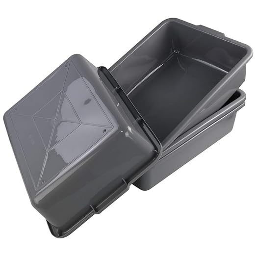 Kiddream Set of 4 Rectangle Bus Tubs 24 Quart Plastic Commercial Bus Trays Grey
