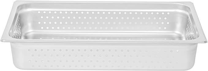 Restaurantware Steam Table Pan 6 Pack of Full Size Stainless Steel Perforated Hotel Pan Anti-Jam 4 Inch Deep Silver Commercial Kitchen Pan 24 Gauge
