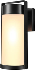 GLOBE Electric 60000165 1-Light Outdoor Wall Sconce Matte Black Frosted Glass