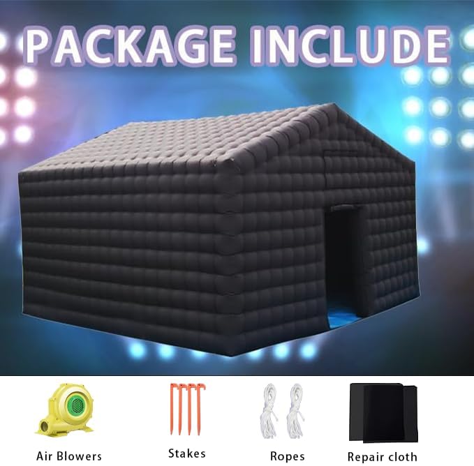 Inflatable Nightclub Tent 20x20ft Heavy-Duty Pop-Up Event Tent for Parties Nightclubs Rentals Commercial-Grade 950W Turbo Fan 210D Oxford Cloth