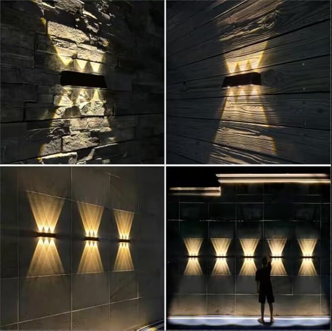 Solar Lights Outdoor Waterproof 3000K Warm Aluminum Up and Down Wall Sconce Dusk to Dawn 2PACK for Outside Sign Yard