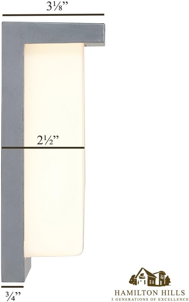 Hamilton Hills 8 Inch Silver Squared Flush Mount Outdoor Light Fixture | Modern Front Door Exterior Light 3000K Frosted Lens Wall Sconce | Outside LED Porch Lights with Brushed Nickel Finish