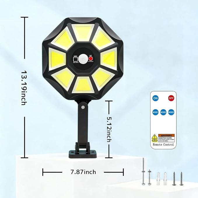 Solar Street Lights Outdoor WaterproofIP65 Outdoor Solar Lights Dusk to Dawn168 LED Flood Motion Sensor for Parks Courtyards 2 Pack
