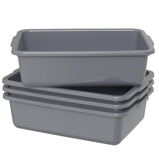 Sadstory Gray Plastic Commercial Bus Tub 35 L Plastic Large Bus Box 4 Packs