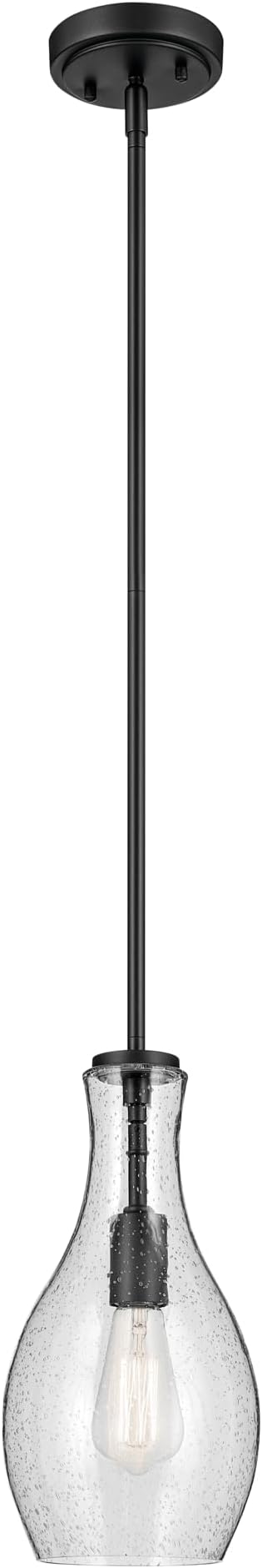 Everly 13.75 1-Light Bell Pendant with Clear Glass in Black for a Kitchen Island Dining Nook or Home Bar (13.75 x 7) 42456BK