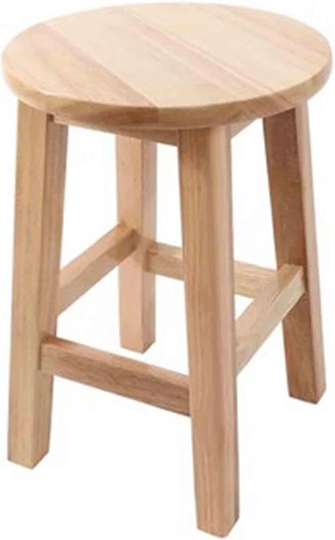 Solid Wood Portable Round Stool for Bedroom and Coffee Table Small Size (30 * 40cm) Log Colour