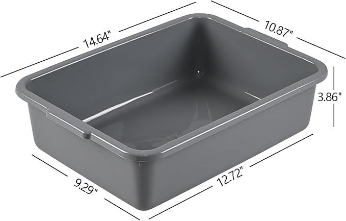 5-Pack 8 L Commercial Bus Box Tub Small Dish Bus Tubs Grey