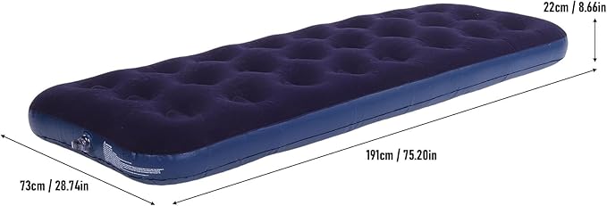 Inflatable Mattress Flocked PVC Single Blow Up Mattress Camping Sleeping Pad with Reinforced Material for Home Outdoor Camping Hiking