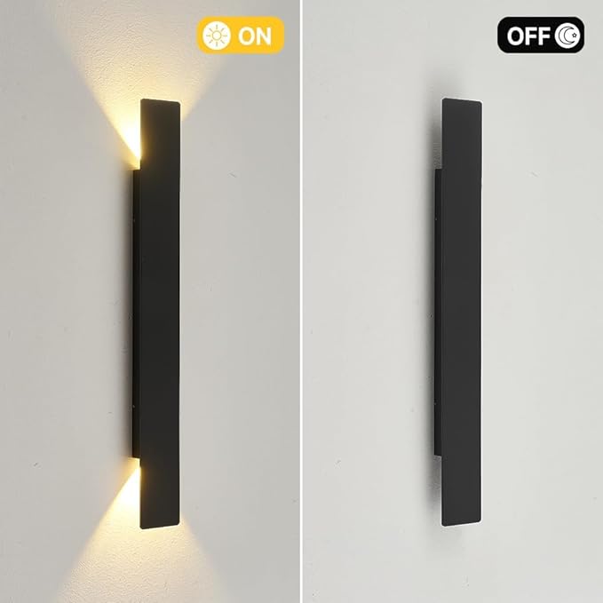 2 Pack Outdoor Wall Sconce 23.6 Inch 24W LED Exterior Light 3000K Warm White Weatherproof Aluminum 110V-240V Vertical &amp Horizontal Mount for Porch Patio Entryway