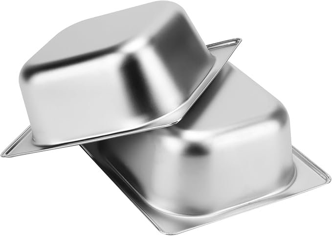 SHEUTSAN 6 PCS 1/6 Size Steam Table Pan 2.5 Inch Deep Metal Pan Small Stainless for Hotel Restaurant Buffets Party