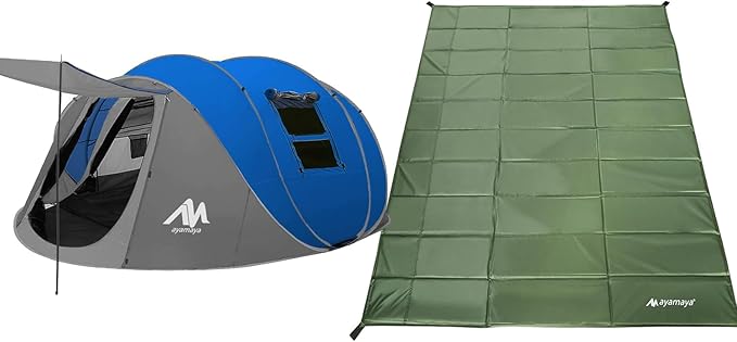 Foam Sleeping Pad + Pop Up Tent 6 Person Waterproof Footprint Inner Camping Mat Blue 6 Person Tent for Camping