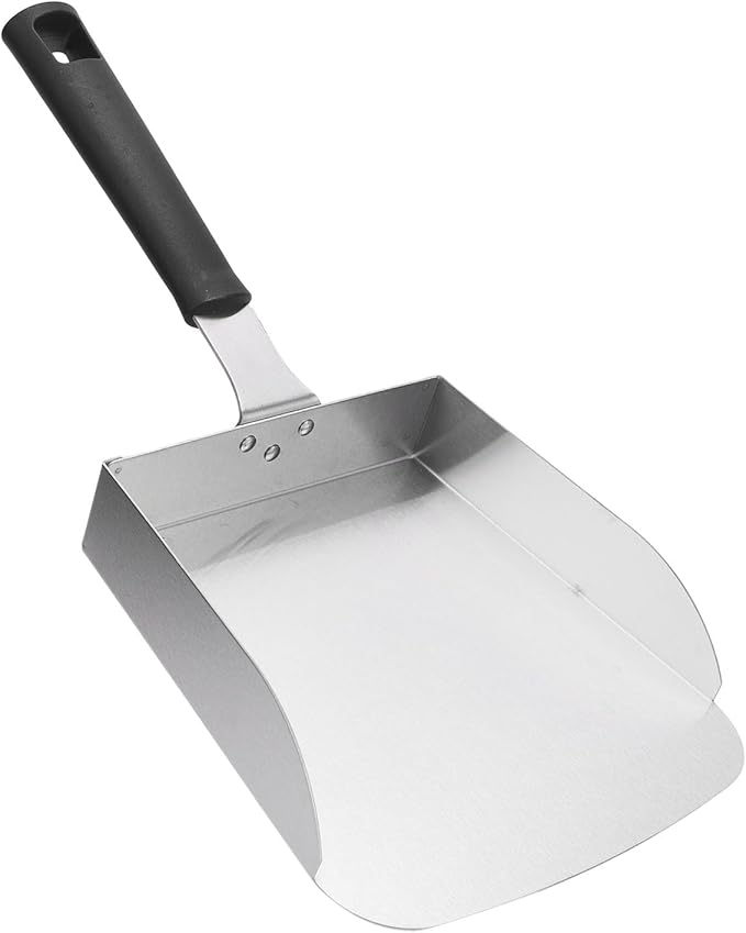 Professional Stainless Steel Griddle Food Mover Large BBQ Grill Food Shovel with Ergonomic Handle Heavy Duty Griddle Scoop for Stir Fry Cooking and Moving Food Perfect for Comme