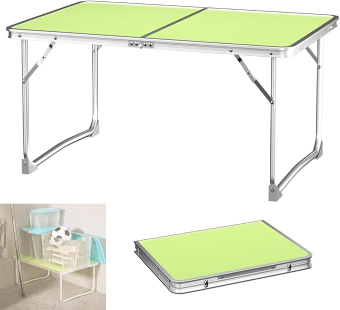 60 x 40 x 26cm - Folding Camping Table Wedding Table Portable Foldable Picnic Tables for Outdoor Indoor Catering Garden Party Buffet Coffee Card Barbecue with Carrying Handle Easy to Clean Green