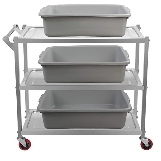 Ggbin Plastic Dish Tubs Commercial Bus Box/Wash Basin Tote Box 3-Pack(Grey 13L)