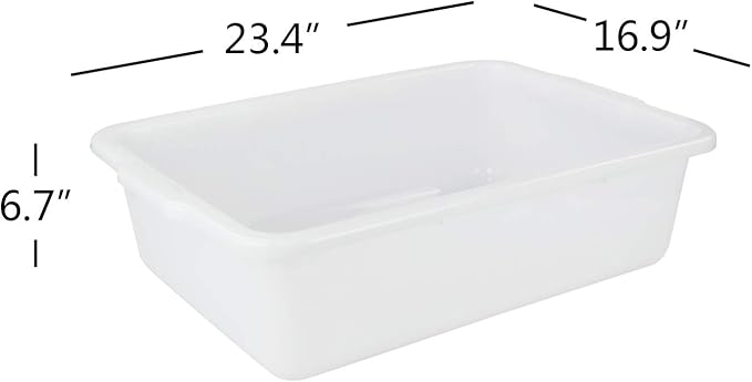 32 L Plastic Large Commercial Bus Tubs 4-Pack Utility Tote Bus Box White