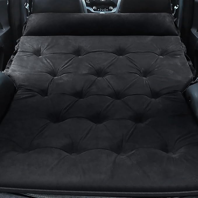 Self-Inflating Car Air Mattress for Nissan Pathfinder 2010-2025 SUV 7-Seater 5cm Thick Portable Foldable Double/Single Bed for Camping TravelSuede Fabric Black