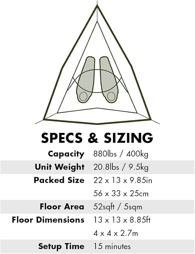 Tentsile Connect V3 2-Person Tree Tent Hammock The Original Tree Tent Company 880 Pound Capacity Portable Treehouse Heavy Duty Ratchets Included Designed in The UK