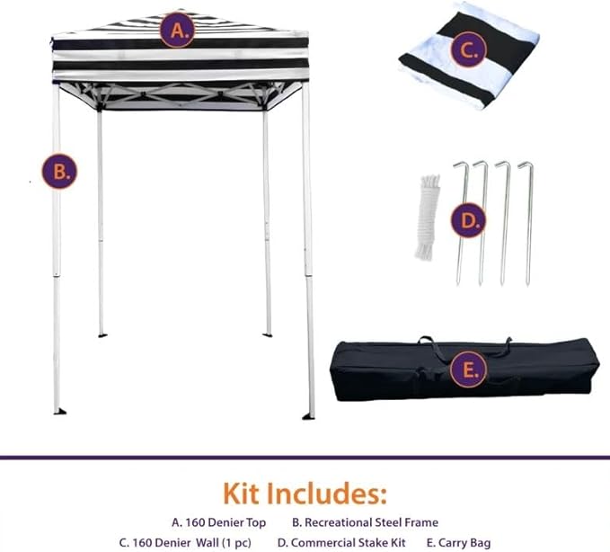 Impact 4'x4' Pop up Changing Dressing Room Black and White