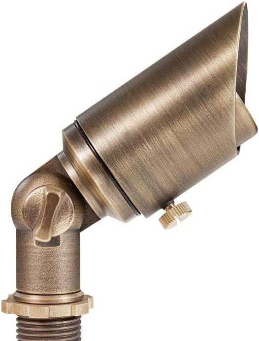Cast Brass 12V Mini Outdoor Spotlight (Bronze) with 2W 175 Lumen 2700K Warm White MR8 LED Bulb for Low Voltage Landscape Lighting of House Yard Trees Bushes Shrubs Columns or Patio