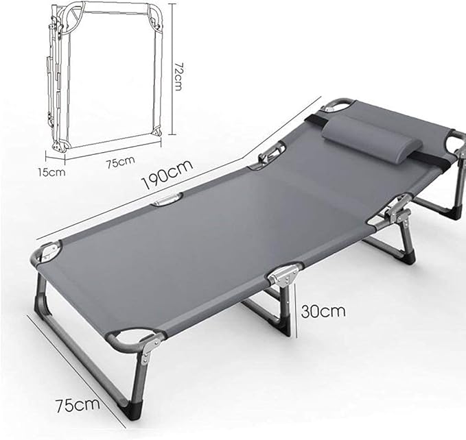 Folding Chair Heavy Duty Metal Grey Extra Wide Lounge Chair for Camping Outdoor 350kg