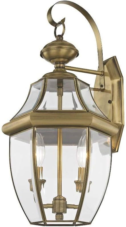 Livex Lighting 2251-07 Monterey 2 Light Outdoor Bronze Finish Solid Brass Wall Lantern with Clear Beveled Glass 20.25 x 10.5 x 20.25