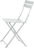 Carolina Chair &amp Table Bistro Set of 2 Foldable Outdoor Chairs - Elegant Powder Coated Metal Seat and Frame Folding Chairs - Modern Style Space Saving Furniture for Patio Balcony or Garden (White