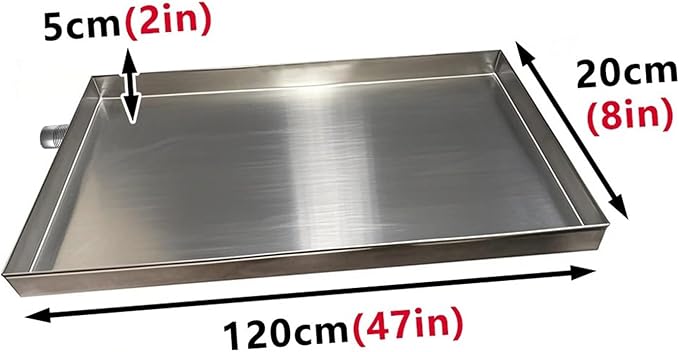 AC Water Catcher Drain Pan for Air Conditioner Condensate Collection Tray Multi-Use Storage for Refrigerators Barbecue Oil Catcher Kitchen Organizer Pet Tray (20x120cm/8x47in)