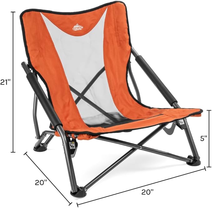 Cascade Mountain Tech Folding Camp Chair for Camping Beach Picnic Barbqeues Sporting Events with Carry Bag