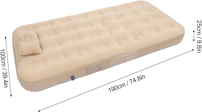 74.8in Self Inflating Air Mattress Blow Up Mattress Inflatable Sleeping Mat with Built in Pump Soft Flocking Layer 190CM for Camping Home Travel Guests