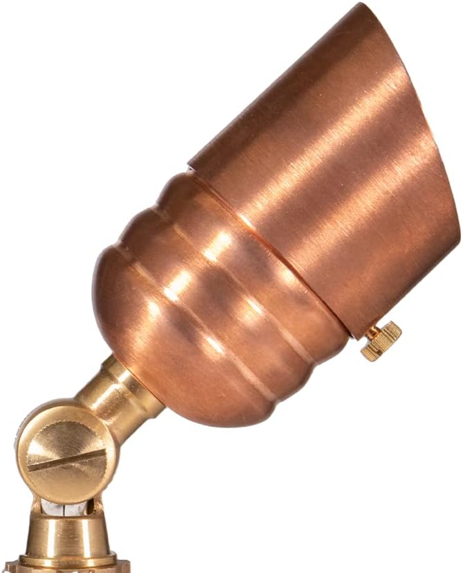 VOLT Fat Boy 12V Outdoor Mini Spotlight (Copper) with 5W 2700K Warm White 400 Lumen MR16 LED Bulb for Low Voltage Landscape Lighting of Yard Lawn Garden Patio Trees &amp House