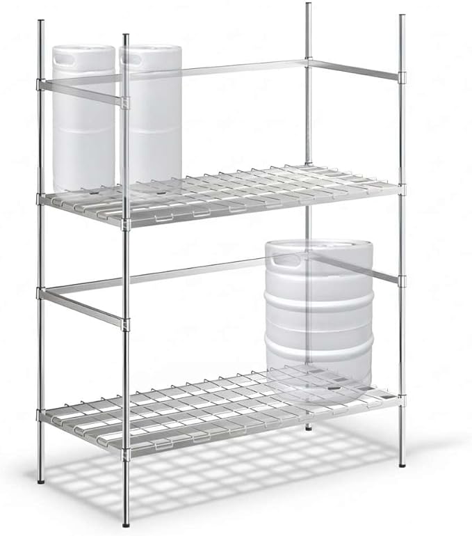 24 x 48 NSF Two-Tier Keg Rack for Beverage Storage Commercial Wire Dunnage Rack 800 lb per Shelf