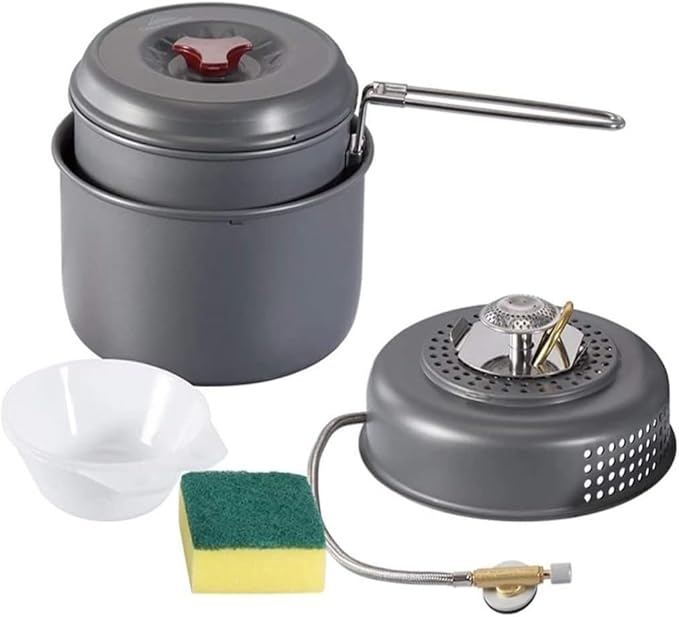 Camping Campfire Utensils Boiler Cradle Pot Stove Base Bowl Dish Sponge Set Portable Cookware Cookout for Outdoor Camping Backpacking Gear